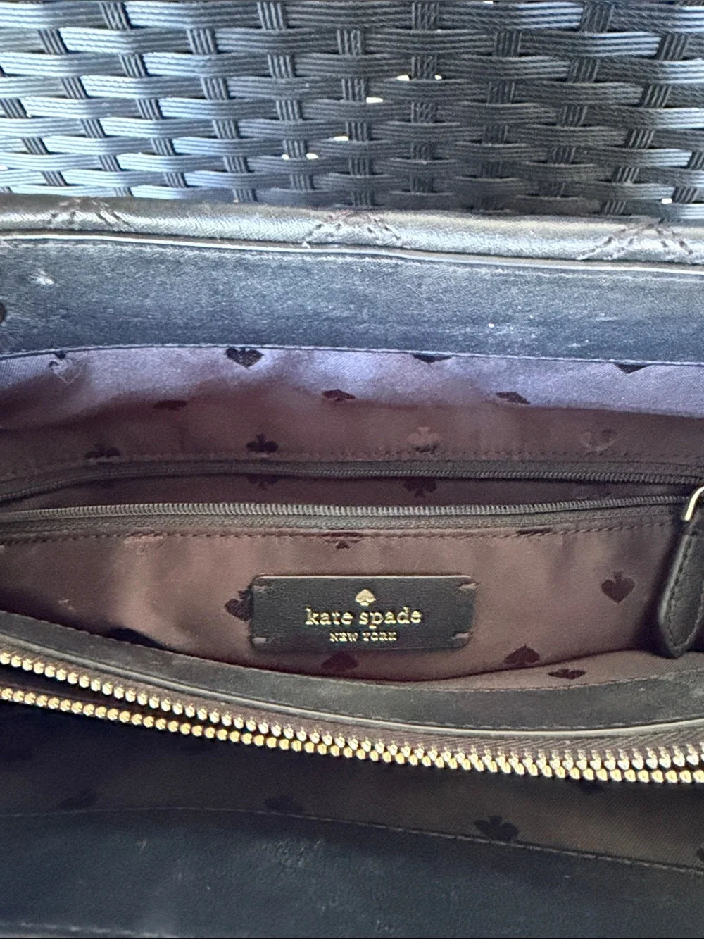 kate spade Black Quilted Leather Tote with Gold Chain Straps